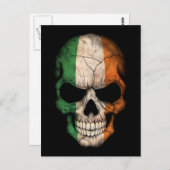 Carte Postale Crâne drapeau irlandais sur noir (Devant / Derrière)