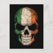 Carte Postale Crâne drapeau irlandais sur noir (Devant)