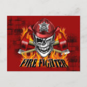 Carte Postale Crâne du pompier à encroûter et axes flambants (Devant)