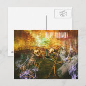 Carte Postale Crâne effrayant d'Halloween (Devant / Derrière)