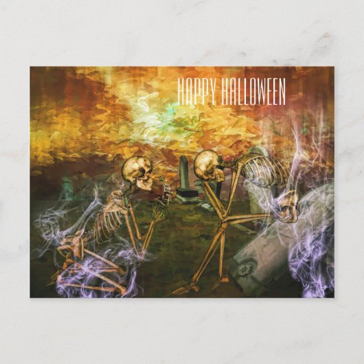 Carte Postale Crâne effrayant d'Halloween (Devant)