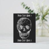 Carte Postale Crâne, en blanc. (Debout devant)