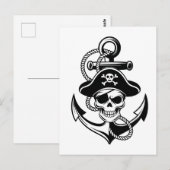 Carte Postale Crâne et Ancre de pirates audacieux - Conception n (Devant / Derrière)