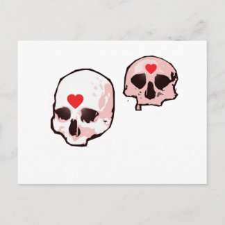 Carte postale Crâne et Coeurs