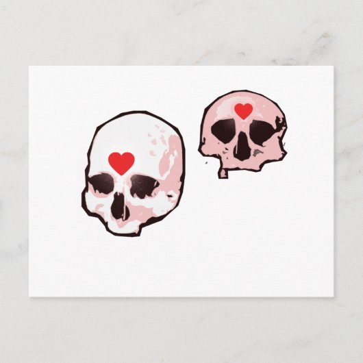 Carte postale Crâne et Coeurs (Devant)
