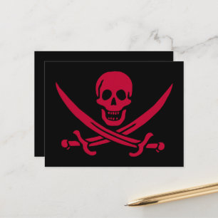 Carte Postale Crâne et épées de Crimson Drapeau pirate de Calico