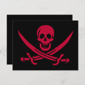 Carte Postale Crâne et épées de Crimson Drapeau pirate de Calico (Devant / Derrière)
