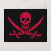 Carte Postale Crâne et épées de Crimson Drapeau pirate de Calico (Devant)