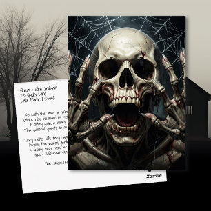 Carte Postale Crâne et os Joyeuses salutations d'Halloween eff