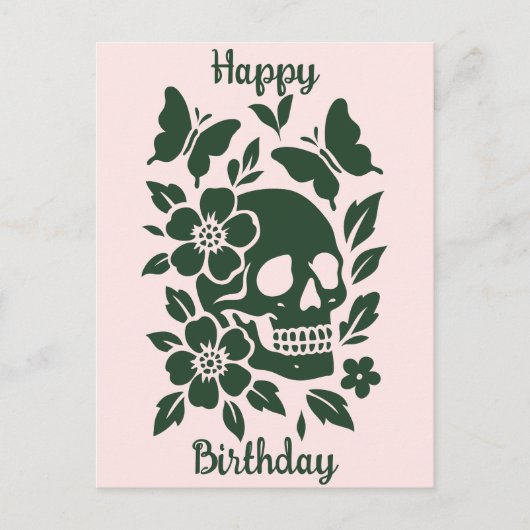 Carte Postale Crâne et Papillons (Devant)