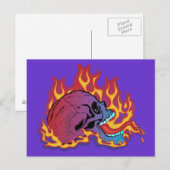 Carte Postale Crâne flamboyant coloré (Devant / Derrière)