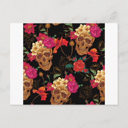 Carte Postale crâne floral (Devant)