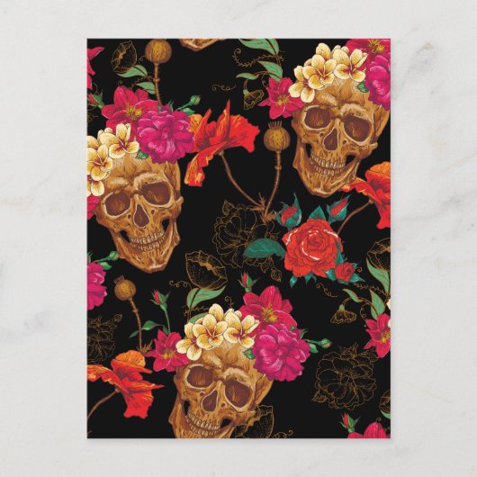 Carte Postale crâne floral (Devant)