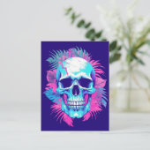 Carte Postale Crâne floral en style Vaporwave (Debout devant)
