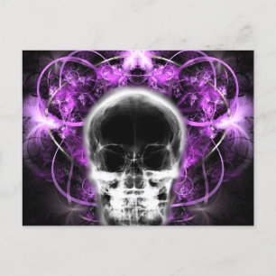 Carte Postale Crâne fractal à papillon X-Ray - Fuchsia