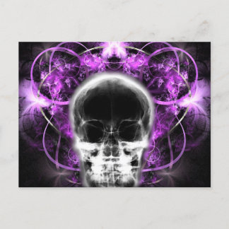 Carte Postale Crâne fractal à papillon X-Ray - Fuchsia