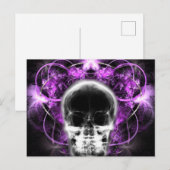 Carte Postale Crâne fractal à papillon X-Ray - Fuchsia (Devant / Derrière)