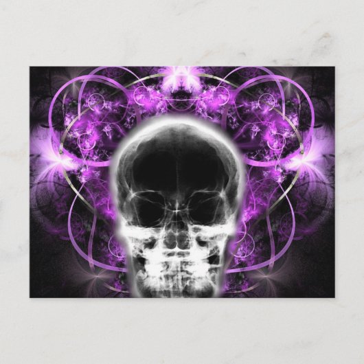 Carte Postale Crâne fractal à papillon X-Ray - Fuchsia (Devant)