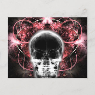 Carte Postale Crâne fractal à papillon X-Ray - Rouge