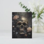 Carte Postale Crâne humain et Rose gothique foncé (Debout devant)