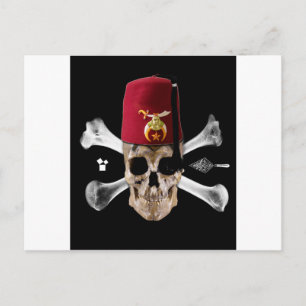 Carte Postale Crâne maçonnique Shriner et os avec Fès