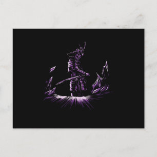 Carte Postale Crâne Ninja Samurai Japon Kendo Katana Écritures C