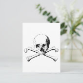 Carte Postale Crâne noir et blanc et os (Debout devant)