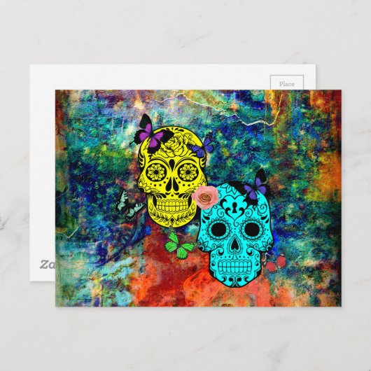 Carte Postale Crâne papillon (Devant / Derrière)