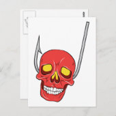 Carte Postale Crâne ~ Poisson Hook Tatouage Crâne Imaginaire Art (Devant / Derrière)