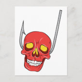 Carte Postale Crâne ~ Poisson Hook Tatouage Crâne Imaginaire Art (Devant)