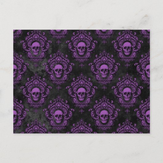 Carte Postale Crâne pourpre et gris gothique (Devant)