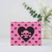 Carte Postale Crâne rose dans un cœur (Debout devant)