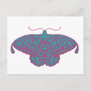Carte Postale crâne rose et turquoise