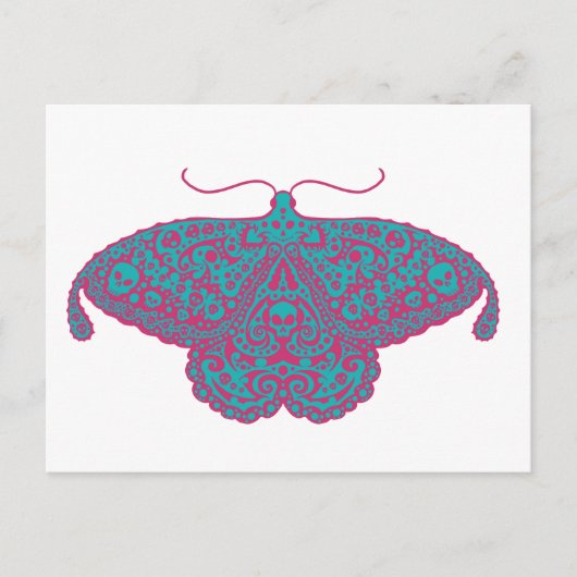 Carte Postale crâne rose et turquoise (Devant)
