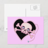 Carte Postale Crâne rose néon (Devant / Derrière)