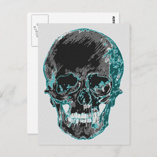 Carte postale crâne turquoise (Devant / Derrière)