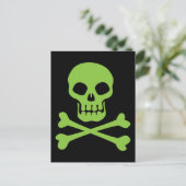 Carte Postale Crâne vert et os croisés (Debout devant)