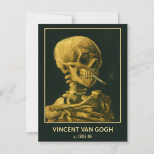 Carte Postale Crâne vintage fumant – Unique inspiré de Van Gogh