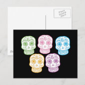 Carte Postale Crânes de Doodle colorés (Devant / Derrière)