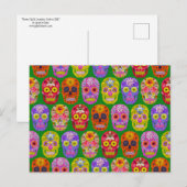 Carte Postale Crânes de fleurs Motif sans soudure 2018 (Devant / Derrière)