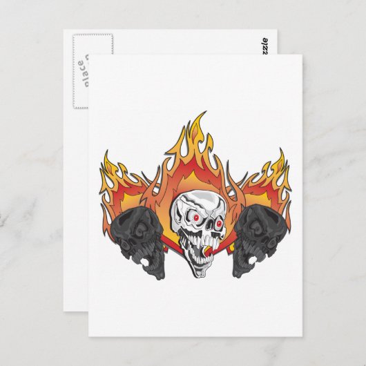 Carte Postale Crânes flamboyants (Devant / Derrière)