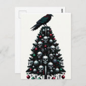 Carte Postale Crânes gothiques et corbeau Arbre de Noël (Devant / Derrière)