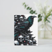 Carte Postale Crânes gothiques et corbeau Arbre de Noël (Debout devant)