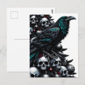 Carte Postale Crânes gothiques et corbeau Arbre de Noël (Devant / Derrière)