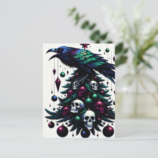 Carte Postale Crânes gothiques et ravens Arbre de Noël (Debout devant)
