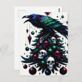 Carte Postale Crânes gothiques et ravens Arbre de Noël (Devant / Derrière)