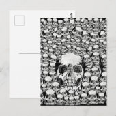 CARTE POSTALE CRÂNES MUR MORT MORTS SQUELETTE NOIR BLANC (Devant / Derrière)