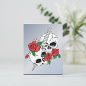 Carte Postale Crânes, Roses et Dagger (Debout devant)