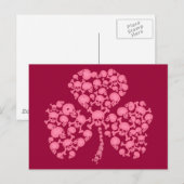 Carte Postale Crânes Shamrocks roses (Devant / Derrière)