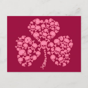 Carte Postale Crânes Shamrocks roses